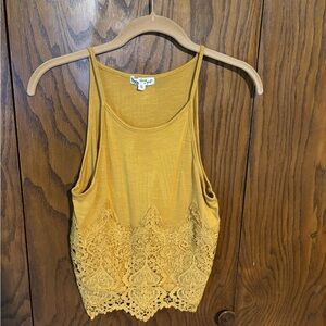 About A Girl Yellow Cropped Cut Out Tank Top